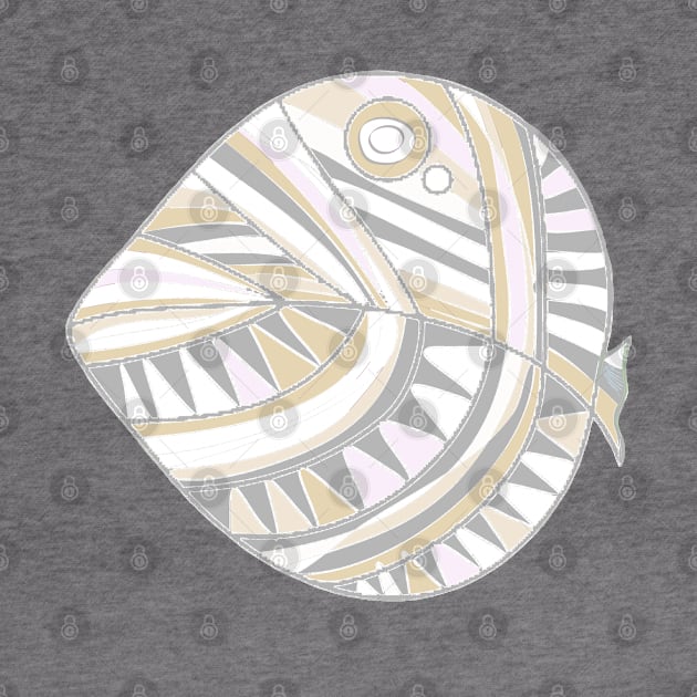 Mazipoodles New Fish Head Leaf White Gray Beige Distressed by Mazipoodles